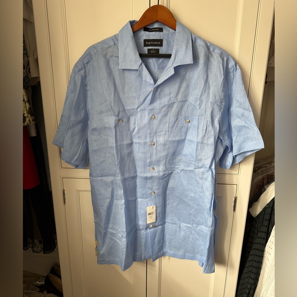 NWT Paul Fredrick Light Blue Casual Button Down Shirt